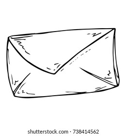 Postal envelope without an inscription. Vector illustration of a postal envelope. Hand drawn postal letter. Doodle icon web envelope with a letter.