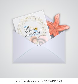 Postal Envelopes With Greeting Card. Vector Illustration