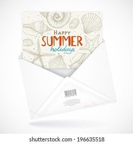 Postal Envelopes With Greeting Card. Vector Illustration. Eps 10