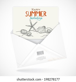 Postal Envelopes With Greeting Card. Vector Illustration. Eps 10