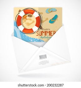Postal Envelopes With Greeting Card. Vector Illustration. Eps 10
