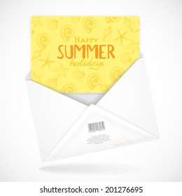 Postal Envelopes With Greeting Card. Vector Illustration. Eps 10