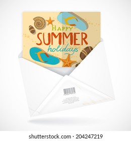 Postal Envelopes With Greeting Card. Vector Illustration. Eps 10