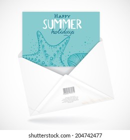 Postal Envelopes With Greeting Card. Vector Illustration. Eps 10
