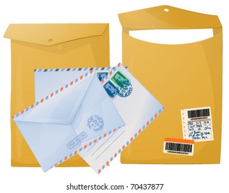 Postal envelopes. Vector.