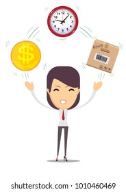 Postal fast service - fast transfer.Time is money, financial investments, fast transfers color vector illustration design. Business and finance design for web banners and apps