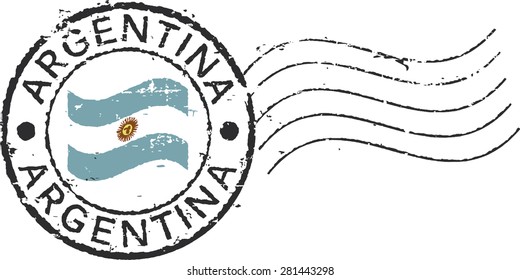 Postal grunge stamp 'Argentina'.