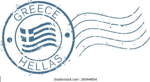 Postal grunge stamp 'Greece'.