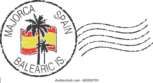 Postal grunge stamp ''Majorca-Spain-Balearic islands''