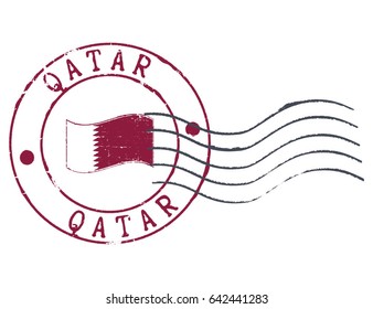 Postal grunge stamp 'Qatar'