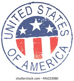  Postal grunge stamp 'United States of America'. White background
