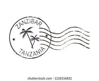 Postal grunge stamp 'Zanzibar-Tanzania'. 