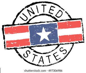 Postal grunge vector stamp 'United States'. White background