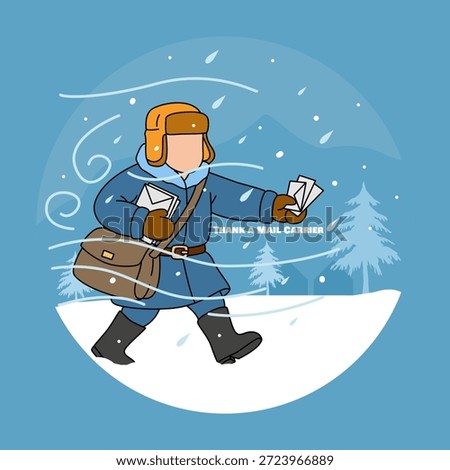 A Postal hero braves winter blizzards to deliver mail across a frozen landscape. National Thank a Mail Carrier Day,  February 4th.