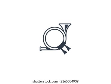 Postal Horn vector flat emoticon. Isolated Bugle illustration. French Horn icon