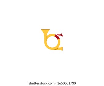 Postal horn vector flat icon. Isolated post horn, trumpet emoji illustration 
