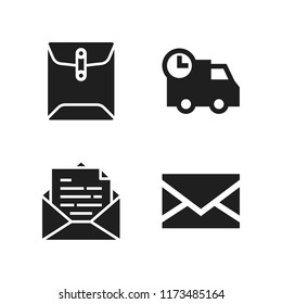 postal icon. 4 postal vector icons set. mail, delivery and envelope icons for web and design about postal theme