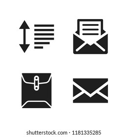 postal icon. 4 postal vector icons set. mail, open envelope and sort icons for web and design about postal theme