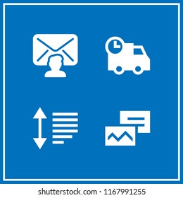 postal icon. 4 postal vector set. delivery, mail, sort and postcard icons for web and design about postal theme