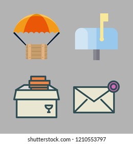 postal icon set. vector set about mailbox, delivery and envelope icons set.