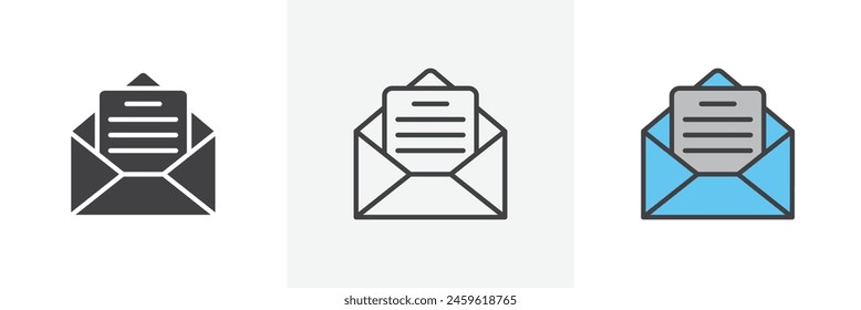 Postal Icon Set. Visuals for Handling Open Mail and Correspondences.