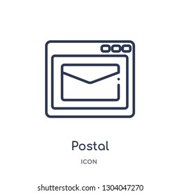 postal icon from user interface outline collection. Thin line postal icon isolated on white background.