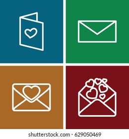 Postal icons set. set of 4 postal outline icons such as mail