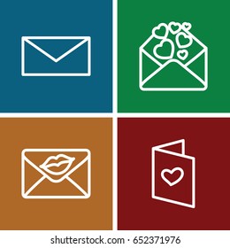 Postal icons set. set of 4 postal outline icons such as mail