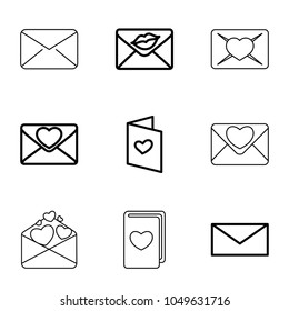 Postal icons. set of 9 editable outline postal icons such as mail