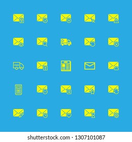 postal icons set with mailbox, mail and envelope vector set