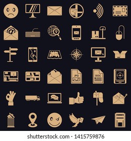 Postal icons set. Simple set of 36 postal vector icons for web for any design