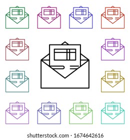 icono de estilo multicolor de factura postal. Línea delgada simple, contorno vectorial de iconos de compras en línea para ui y ux, sitio web o aplicación móvil