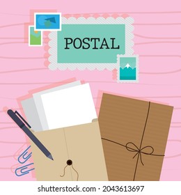 postal lettering in stamp icons