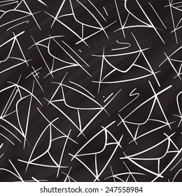 Postal letters envelopes chalk line art seamless pattern