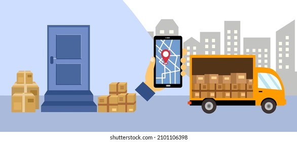 Postal logistic delivery service concept vector illustration. Import business. Order shipment. Package distribution.