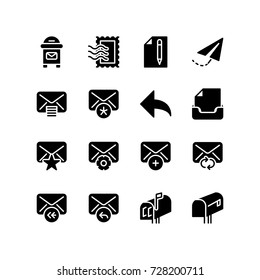 postal mail and email icon set
