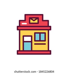 Postal office color line icon. Isolated vector element.