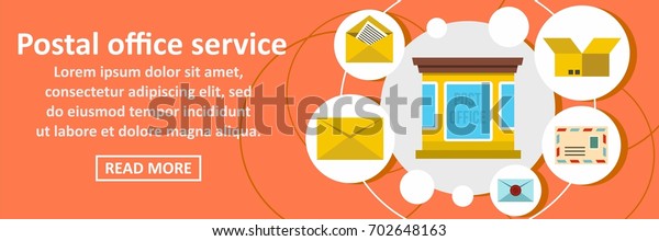 Postal office service banner horizontal concept. Flat\
illustration of postal office service banner horizontal vector\
concept for web