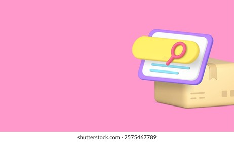 Postal parcel address delivery searching online shopping service banner copy space vector illustration. Internet shop store purchase order search bar logistic shipping commercial marketing