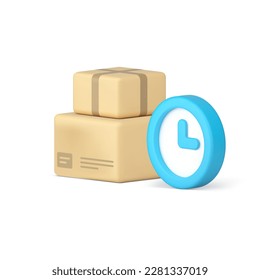 Postal parcel express delivery cardboard box logistic distribution shipment service 3d icon realistic vector illustration. Post cargo freight fast shipping warehouse storage online shopping order