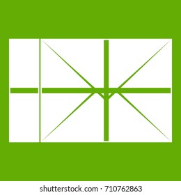 Postal parcel icon white isolated on green background. Vector illustration