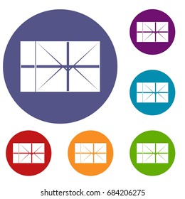 Postal parcel icons set