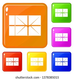 Postal parcel icons set collection vector 6 color isolated on white background