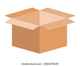 postal parcel open box, carton shipping box, brown corrugated box, cardboard postage box for transportation