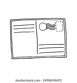 Postal postcard template - Hand Drawn Doodle