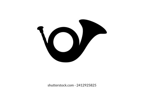 Postal round horn, black isolates silhouette