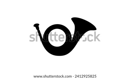 Postal round horn, black isolates silhouette