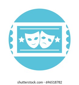 postal seal with theater masks isolated icon