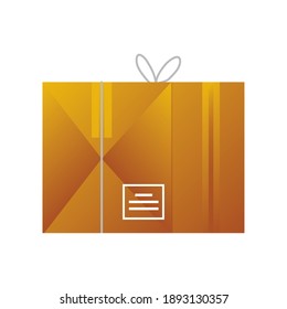 postal service, delivery cardboard box with ribbon post service concept icon vector illustration