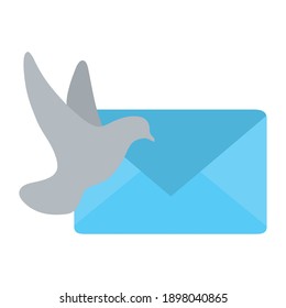 postal service, dove with envelope mail courier delivery related vector illustration